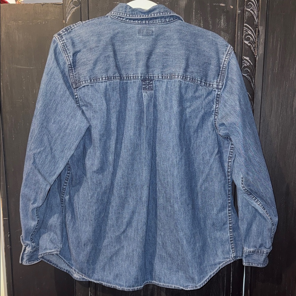 L.L. Bean Blue Denim Button-Down Shirt - Picture 7 of 9